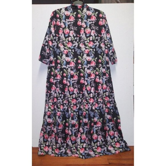 Womens Jumper Dress FLARE Floral XL/2XL Maxi long Sleeve Modest - Picture 2 of 7
